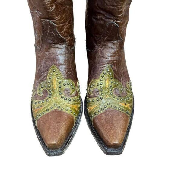 Old Gringo Brown & Green Studed Boots Women Size 6.5B - Picture 3 of 13
